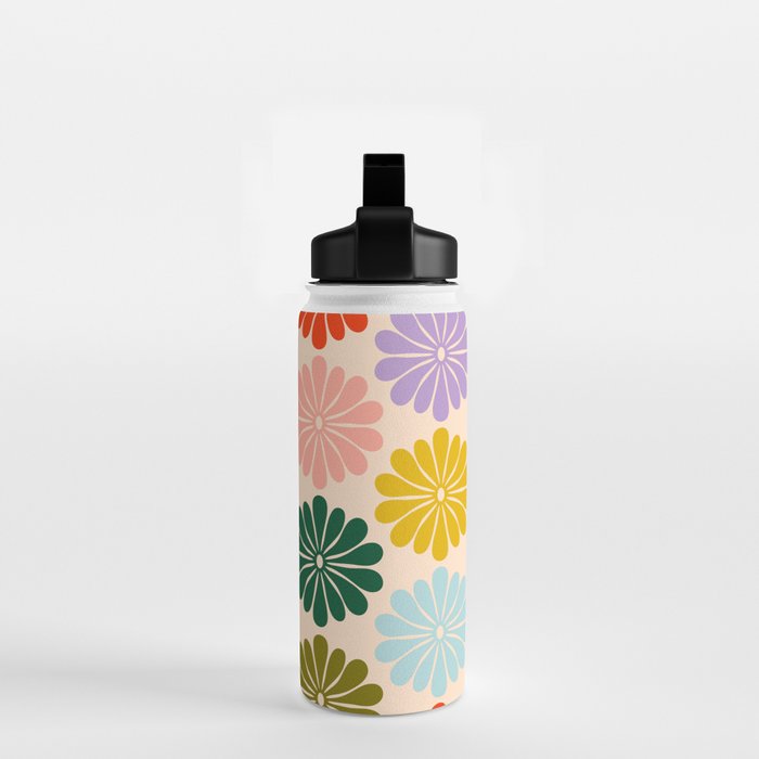 Retro Modern Daisy - Rainbow  Water Bottle Gallery Image 2