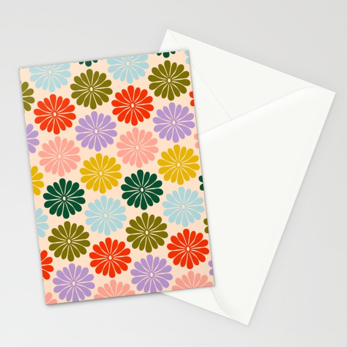 Retro Modern Daisy - Rainbow  Stationery Card Gallery Image 2