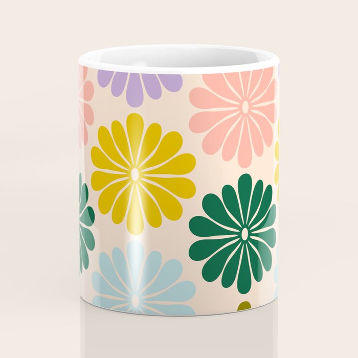 Retro Modern Daisy - Rainbow  Coffee Mug Gallery Image 4