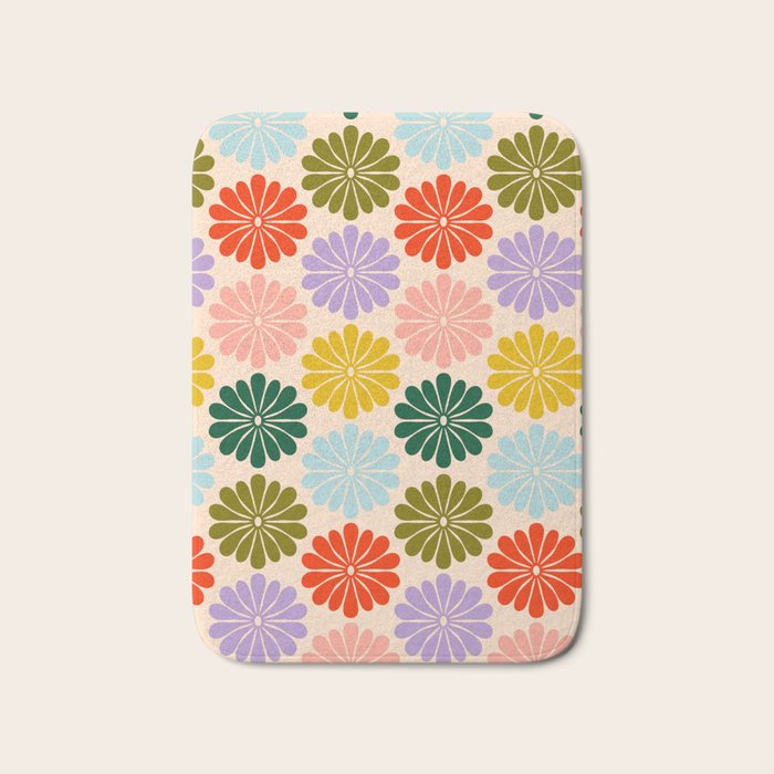 Retro Modern Daisy - Rainbow  Bath Mat Gallery Image 1