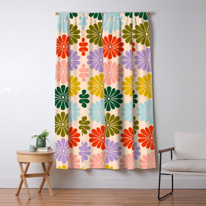 Retro Modern Daisy - Rainbow  Window Curtain Gallery Image 5