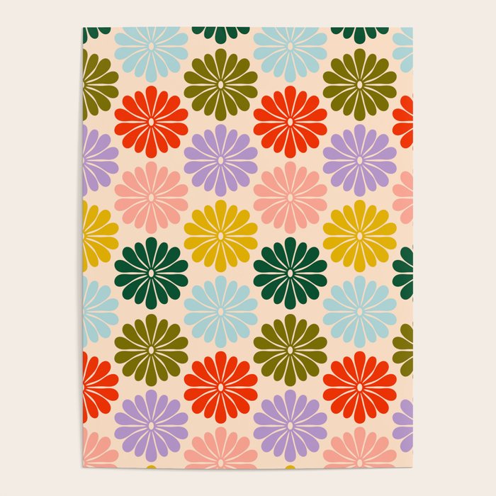 Retro Modern Daisy - Rainbow  Poster Gallery Image 4