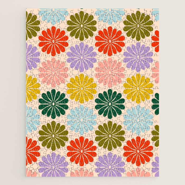 Retro Modern Daisy - Rainbow  Jigsaw Puzzle Gallery Image 1