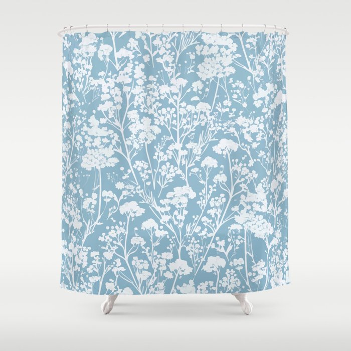 Sky Meadow Blue in Floral Shower Curtain Gallery Image 1