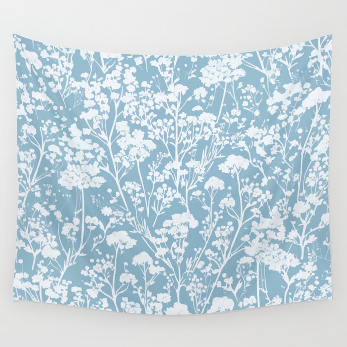 Sky Meadow Blue in Floral Wall Tapestry Gallery Image 4