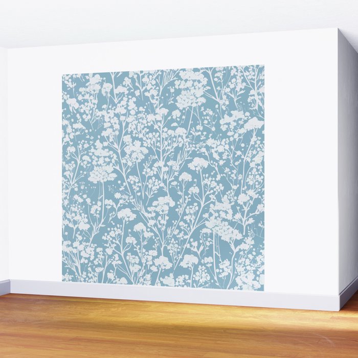 Sky Meadow Blue in Floral Wall Mural Gallery Image 2