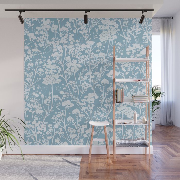 Sky Meadow Blue in Floral Wall Mural Gallery Image 1