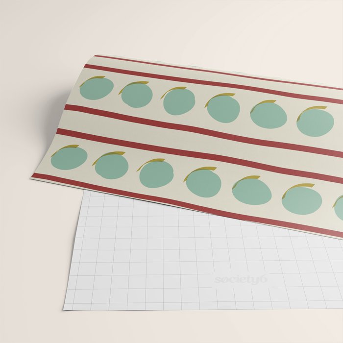 Rust and Light Teal Modern Circles and Lines Wrapping Paper Gallery Image 2
