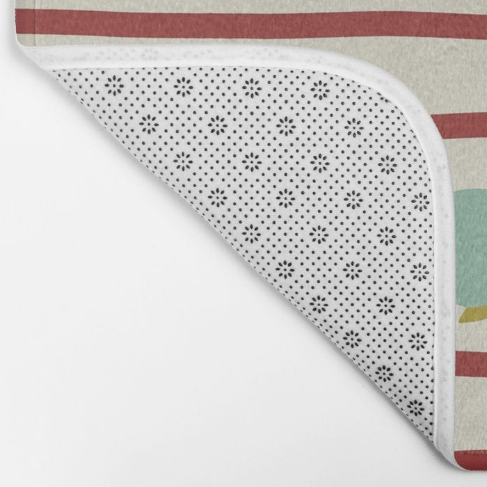 Rust and Light Teal Modern Circles and Lines Bath Mat Gallery Image 2