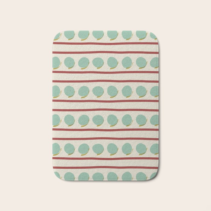 Rust and Light Teal Modern Circles and Lines Bath Mat Gallery Image 1