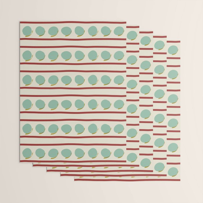 Rust and Light Teal Modern Circles and Lines Wrapping Paper Gallery Image 3