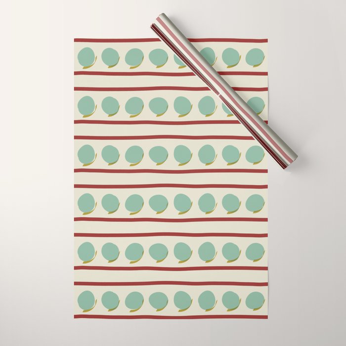 Rust and Light Teal Modern Circles and Lines Wrapping Paper Gallery Image 1