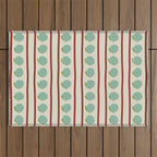Rust and Light Teal Modern Circles and Lines Outdoor Rug Gallery Image 1