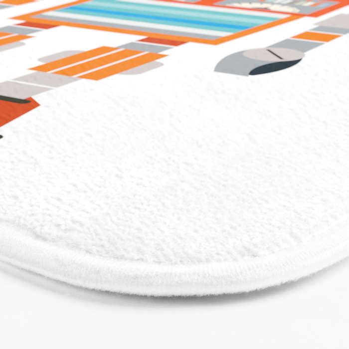 Orange Robot Retro Toy Bath Mat Gallery Image 3
