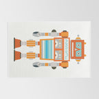 Orange Robot Retro Toy Rug Gallery Image 2