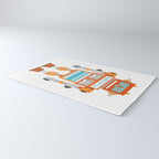 Orange Robot Retro Toy Rug Gallery Image 3