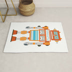 Orange Robot Retro Toy Rug Gallery Image 1