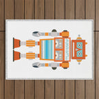 Orange Robot Retro Toy Outdoor Rug Gallery Image 1