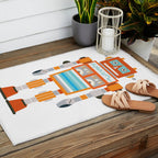 Orange Robot Retro Toy Outdoor Rug Gallery Image 2