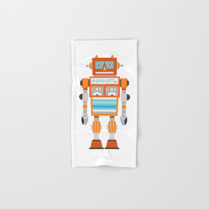 Orange Robot Retro Toy Bath Towel Gallery Image 1