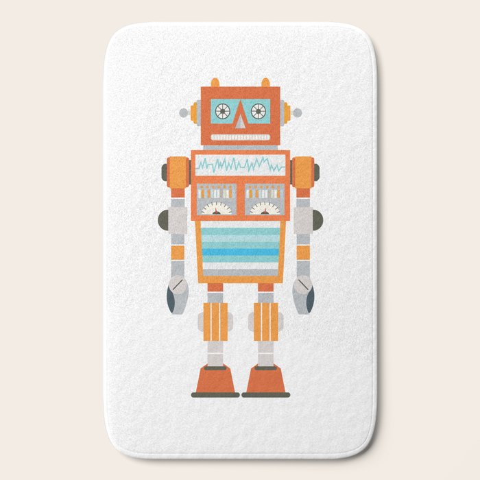Orange Robot Retro Toy Bath Mat Gallery Image 2