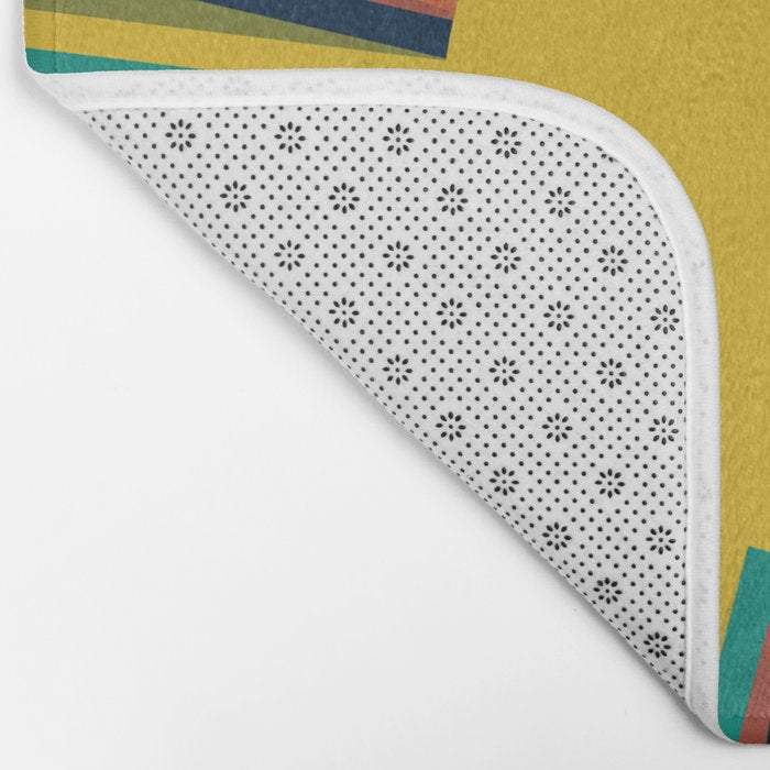 Multicolour Retro Sunburst Sun in Mid Mod Colours Bath Mat Gallery Image 2