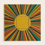 Multicolour Retro Sunburst Sun in Mid Mod Colours Wood Wall Art Gallery Image 1