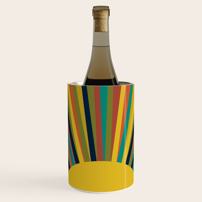Multicolour Retro Sunburst Sun in Mid Mod Colours Wine Chiller Gallery Image 1