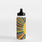Multicolour Retro Sunburst Sun in Mid Mod Colours Water Bottle Gallery Image 3