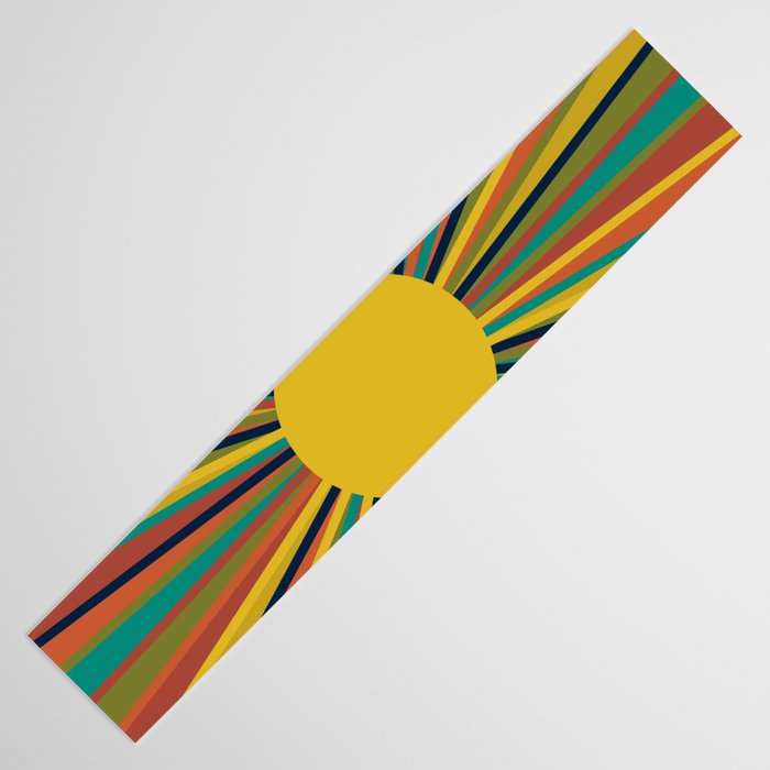 Multicolour Retro Sunburst Sun in Mid Mod Colours Table Runner Gallery Image 3