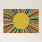 Multicolour Retro Sunburst Sun in Mid Mod Colours Welcome Mat Gallery Image 1
