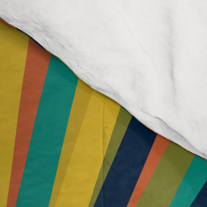 Multicolour Retro Sunburst Sun in Mid Mod Colours Comforter Gallery Image 4