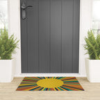 Multicolour Retro Sunburst Sun in Mid Mod Colours Welcome Mat Gallery Image 3