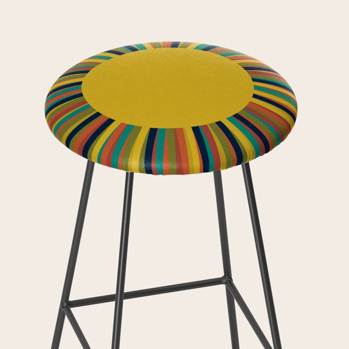 Multicolour Retro Sunburst Sun in Mid Mod Colours Stool Gallery Image 2
