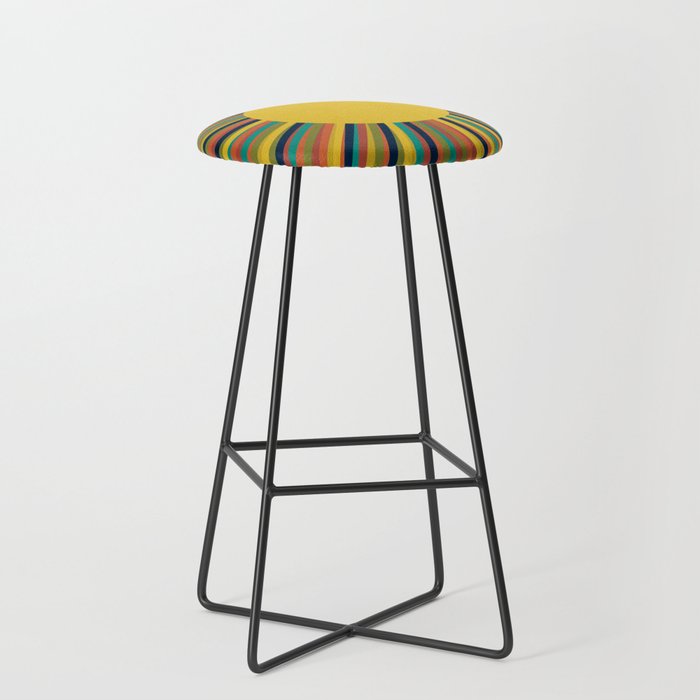 Multicolour Retro Sunburst Sun in Mid Mod Colours Stool Gallery Image 1
