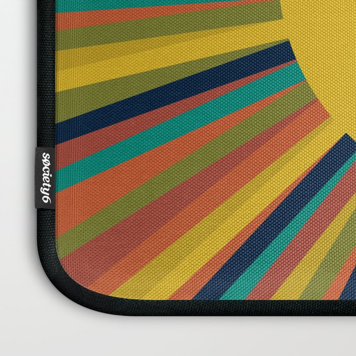 Multicolour Retro Sunburst Sun in Mid Mod Colours Laptop Sleeve Gallery Image 3