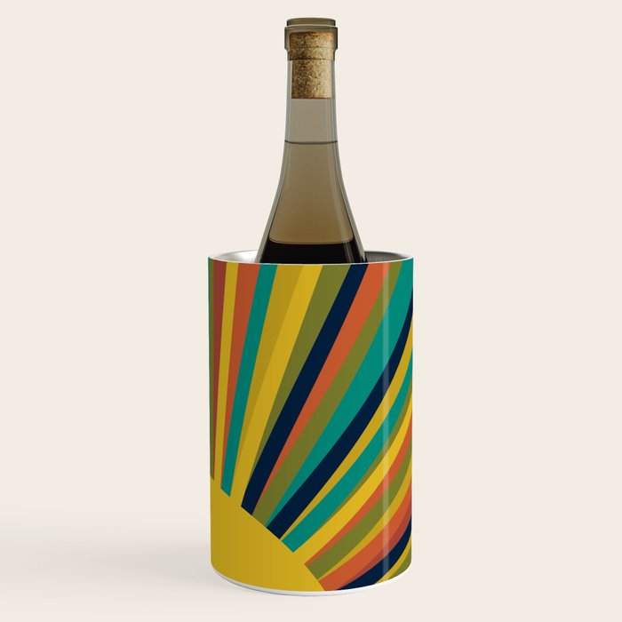 Multicolour Retro Sunburst Sun in Mid Mod Colours Wine Chiller Gallery Image 3