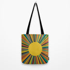 Multicolour Retro Sunburst Sun in Mid Mod Colours Tote Bag Gallery Image 2