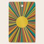 Multicolour Retro Sunburst Sun in Mid Mod Colours Cutting Board Gallery Image 1