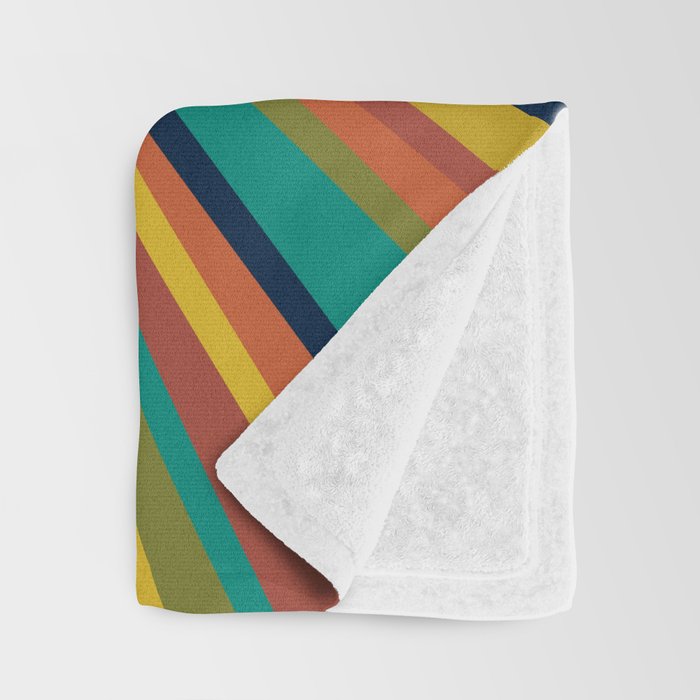 Multicolour Retro Sunburst Sun in Mid Mod Colours Throw Blanket Gallery Image 3