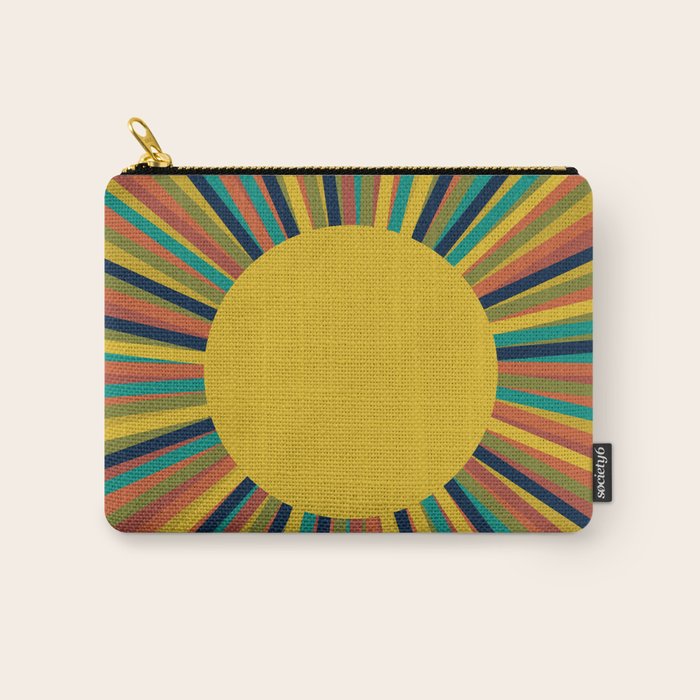 Multicolour Retro Sunburst Sun in Mid Mod Colours Carry All Pouch Gallery Image 1