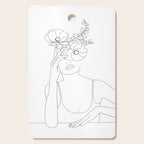 Minimal Line Art Woman with Flowers II Cutting Board Gallery Image 1