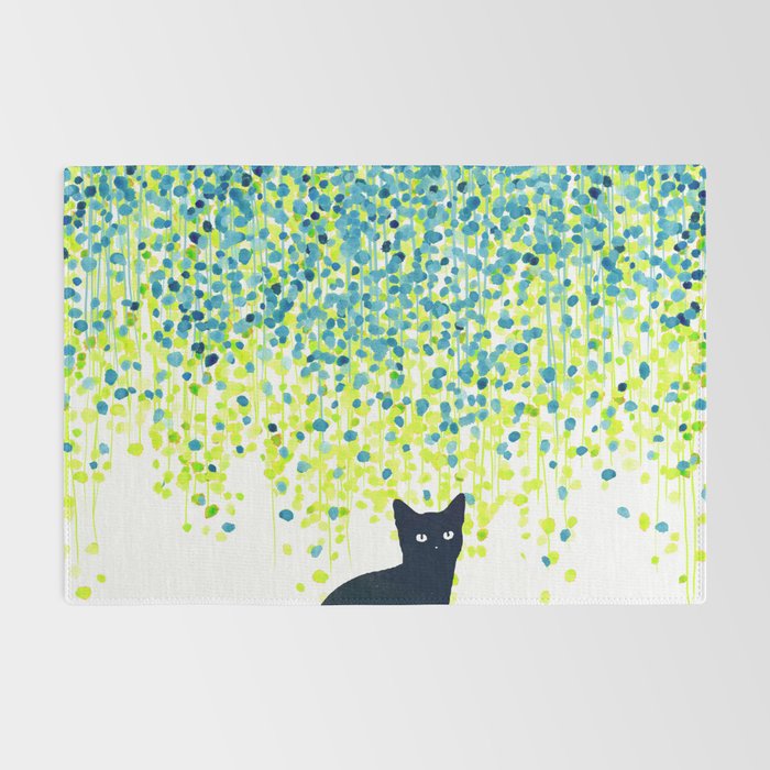 Cat in the garden under willow tree Rug Gallery Image 2