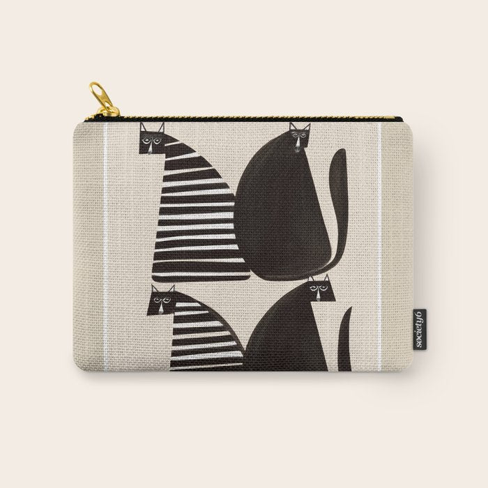 Minimalist Cats in Black and White Carry All Pouch Gallery Image 1