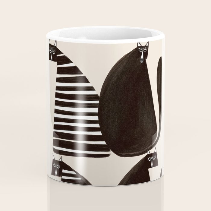 Minimalist Cats in Black and White Coffee Mug Gallery Image 4