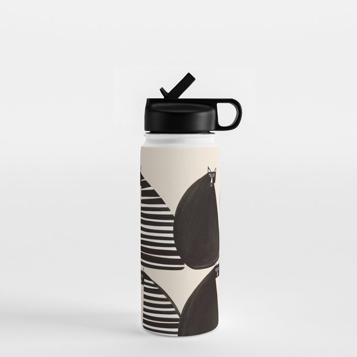 Minimalist Cats in Black and White Water Bottle Gallery Image 1