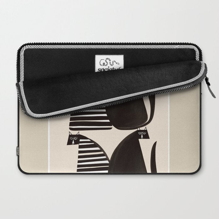 Minimalist Cats in Black and White Laptop Sleeve Gallery Image 2