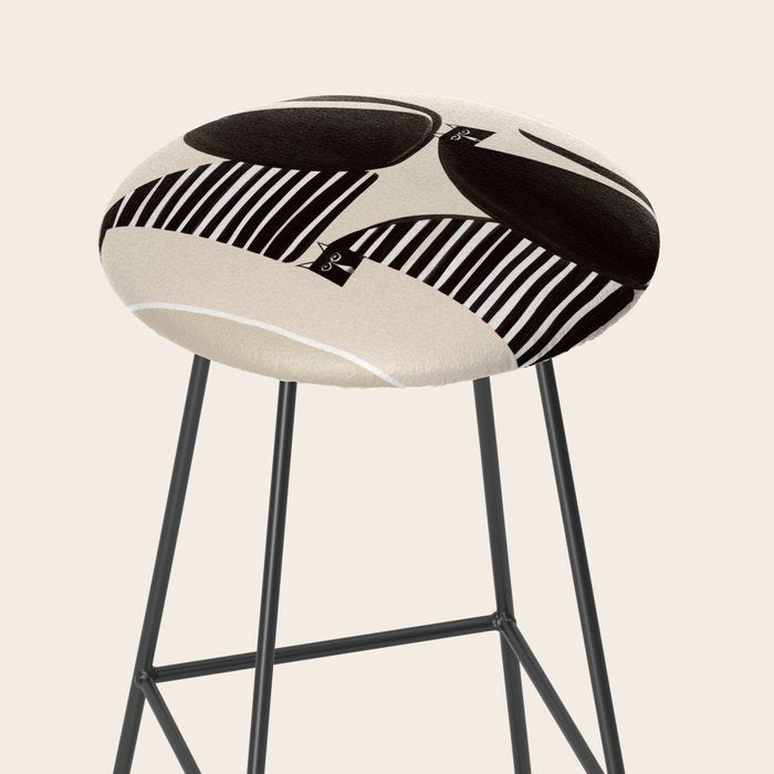 Minimalist Cats in Black and White Stool Gallery Image 2