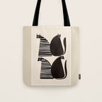 Minimalist Cats in Black and White Tote Bag Gallery Image 1
