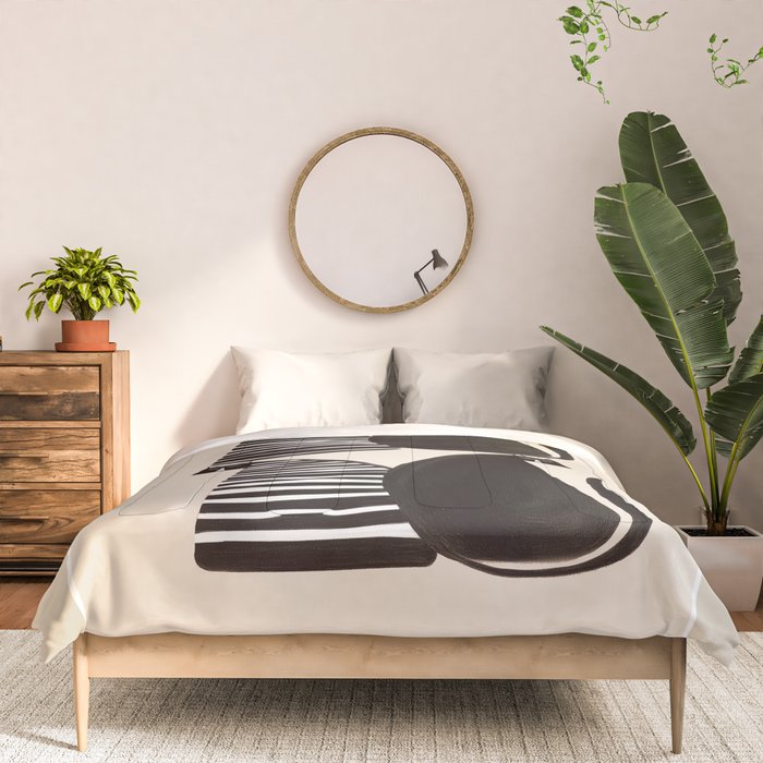 Minimalist Cats in Black and White Comforter Gallery Image 3